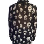 Fun & Flirt Sheer Skull Print Buttoned Blouse Photo 3