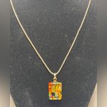 Murano Glass Pendant Necklace 925 Italy Sterling silver chain signed vintage Photo 8