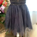 Mac Duggal  Glitter Rhinestone Tulle Mini Dress in Midnight Blue Photo 5