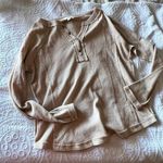 Umgee tan waffle button down Henley shirt Photo 0