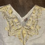 Chico's  linen T-shirt with a gold Lame’ pattern on the neck line Photo 1