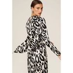 Ronny Kobo Jade Silk Midi Dress Animal Print Navy Blue White Womens Size Small Photo 4