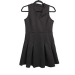 Halara V Neck Sleeveless Side Zipper Pleated Mini Golf Dress Black Small Photo 2