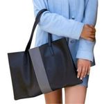 Vince Camuto  Luck Black Pebbled Vegan Leather Tote Photo 2