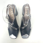 Ouigal Metallic Slingback Heels‎ Black Silver Size 8.5 Photo 2