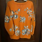 Vintage Fall Floral Print Sweater Size M Orange Size M Photo 2