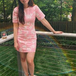 Cinq à Sept CINQ A SEPT Pink White Tropical Leaves Cotton Blend Phoenix Madison Dress sz 14 Photo 0