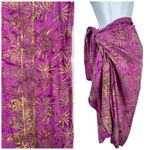 Boutique Swim wrap shawl 100% Rayon tie dyed rose with lime green palm tree print . Photo 1