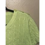st. john's bay  Petite Large Green Cotton Blend Knit Short‎ Sleeve Sweater Top Photo 3
