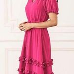 Rachel Parcell  autumn fuschia ruffle dress Photo 0
