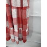 Lou & grey Gingham Midi Dress Women Small Coral Tiered Farmhouse Peasant Cottage Photo 8
