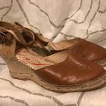 EVA SOLANA Women’s Tan & Brown Leather Wedge Sandals Size 8 Photo 7