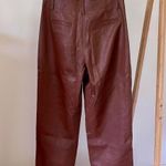 Aritzia Wilfred Free High Waisted Straight Leg Vegan Leather Pants in Chocolate Brown - 4 Photo 3
