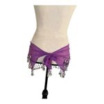 Purple Belly Dance Hip Scarf with Silver Coins Photo 4