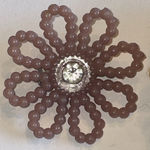 2 Vintage Fabric Sunflower CZ Rhinestone Plastic Flower Brooches Pins Yellow Photo 3