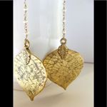 Custom Made gold pearl drop leaf earrings Photo 1