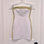 White Fox Boutique Wild Fox Time Of My Life Strapless Mini Dress White Green Stripe Bodycon Small Photo 2