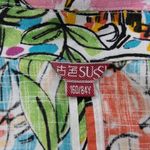 Vintage floral print short sleeve jacket, green and red, cotton blend Size XXS Photo 12