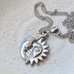 Handmade stainless steel whimsical vintage boho style sun & moon necklace🌛🌞 Photo 5