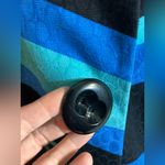 Vesti Multicolor Striped Trench Coat pockets button front black blues collar 8 Photo 11