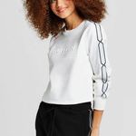 Hunter  for Target White Black Chain Trim Crewneck Cropped Sweater Photo 1