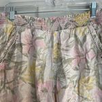 Briggs Floral Print Linen Blend Shorts M Smocked Waist Pockets Cottagecore Fairy Pink Size M Photo 4