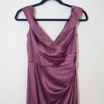 Galina Signature Purple Satin Evening Gown NWT Size 6 Purple Prom Dress Photo 3