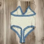 Urban Outfitters  Out From Under Lace Trim Bodysuit Cream Blue Women’s Small Photo 3