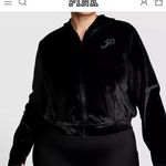 Victoria's Secret  Velour Hoodie Sweatshirt Size XL Black Full Zip Rhinestone Photo 2