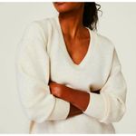 Spanx  AirEssentials Brushed Tunic Cream Heather V-Neck Sweater Fleece Sweatshirt Photo 5