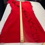 Calvin Klein Wrap Dress Womens Red 14 Ruffled Trim Cap Sleeve V Neck Tie Waist Photo 13
