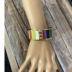 Coach PERFECT SIGNATURE LEGACY BANGLE BRACELET, GOLD PLATED MULTICOLOR STRIPES Photo 2