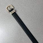 LP Blue Belt Womens Medium Black Vegan Leather Faux Pearl Buckle 1.25in Classic Photo 2