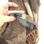 ZARA Plaid Fringe Acrylic Scarf Brown Medium Photo 3