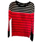 EXPRESS Red and Black Crewneck Thin Sweater, XS Photo 2