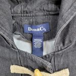 Denim & Co Hooded Denim Duffle Coat Size Med Black Blanket Lined Toggle Button Photo 13