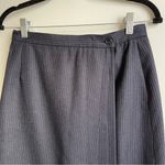 Harvé Benard Vintage Harve Benard Navy Blue Wool Pinstripe Midi Skirt Kilt Lined 10 25" Waist Photo 2