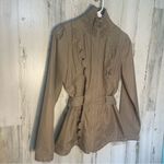 Betsey Johnson  Khaki Tan Scalloped Tie Back Zip Up Jacket- size S Photo 14