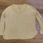 American Eagle  Top womens Medium Yellow Soft & Sexy Striped‎ Long Sleeve V-Neck Photo 0