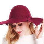 ✨Lovful Women 100% Wool Wide Brim Cloche Fedora Floppy hat Cap✨ Red Photo 0