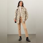 Louna Checker Print Jacket Camel and White Size Smalll Tan Photo 9