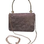 Estee & Lilly Taupe Snap Closure Shimmer Snake Skin Box Clutch Handbag Photo 0