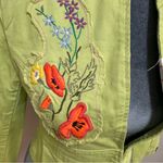 New lime Green cropped blazer jacket floral poppy embroidery 3/4 sleeve small Photo 1