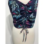 Likely  Alias Floral Print Ruched Crop Top‎ Tank Top Cerulean Blue Detail Large Photo 6