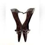 Gucci  Horsebit Web Stripe GG Pump Size 8.5 Brown Suede Pointed Toe Kitten Heel Photo 8