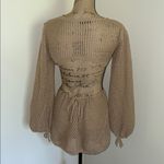 Stylish Tan Knit Swim Dress with Cutout Photo 2