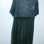 ZARA M Sequined Empire Waist Black Mesh Maxi Dress Photo 0