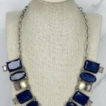 Chico's  Blue Rhinestone Crystal Bib Statement Silver Tone Necklace ✨ Photo 2