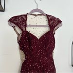 Alyce Paris  Deep Maroon Rhinestone Lace Mesh Cutouts Formal Long Dress Size 4 Photo 2