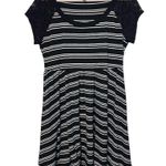 Torrid  Black White Stripe Lace Skater Dress Size 0 / Large Photo 0